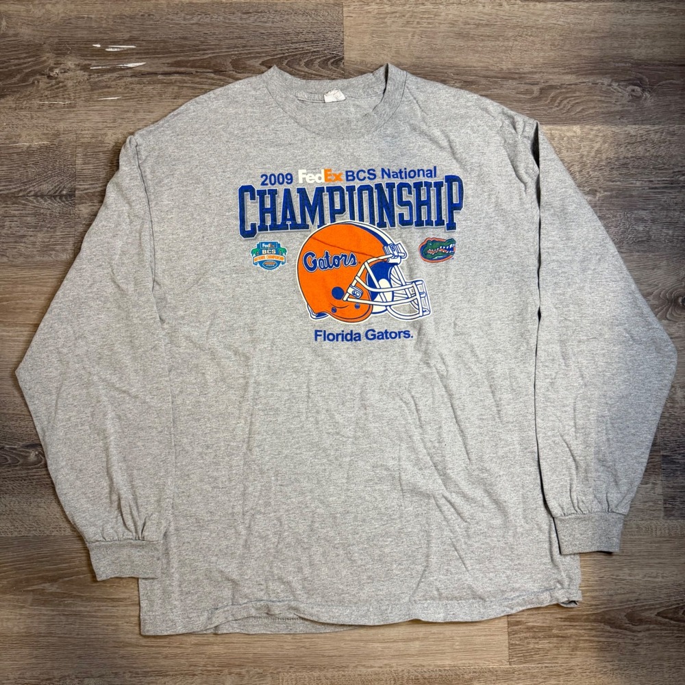 Florida Gators 2009 BCS National Championship Long Sleeve Shirt Gray XL Mens